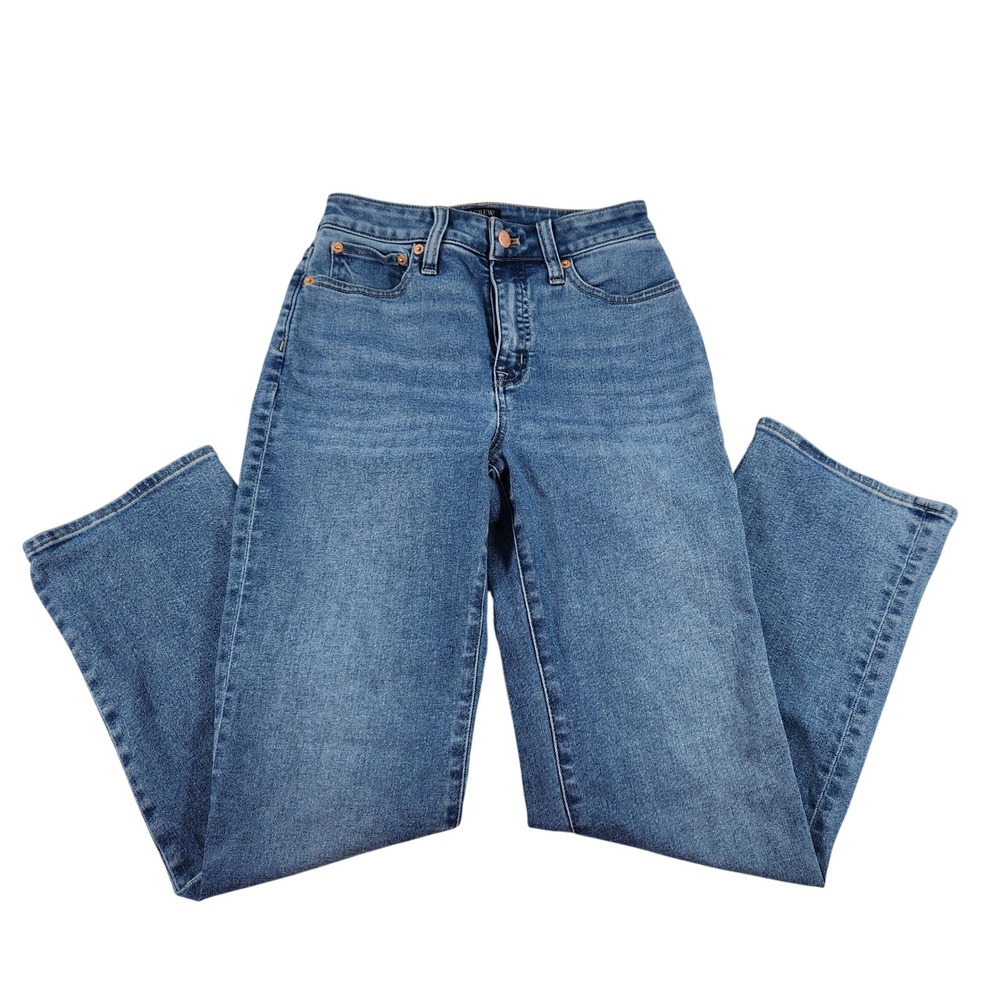 J.Crew Curvy Stovepipe Jeans High Rise Straight Leg Medium Wash Blue Size 25